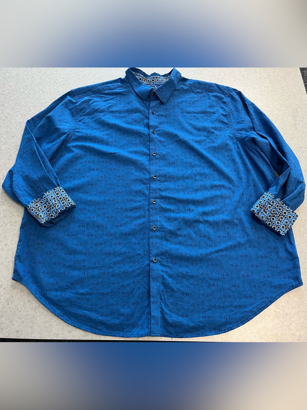 Robert Graham Stellman Blue Jacquard Flip Cuff Button Down Shirt Men’s 3XL